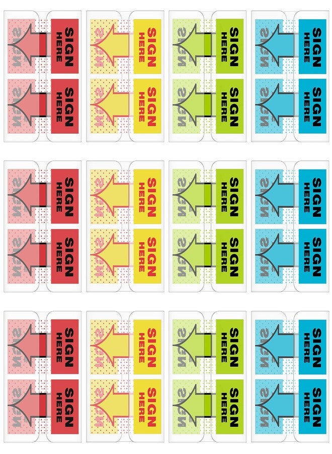 Jutom 12 Pack/ 600 Pcs Sign Here Tabs Sign Here Post Stickers Sticky Notarize Initial Date Tabs Flags Arrow Stickers Flags for Office School Students Notebook Annotating Notary Books, Multicolored - Image 1